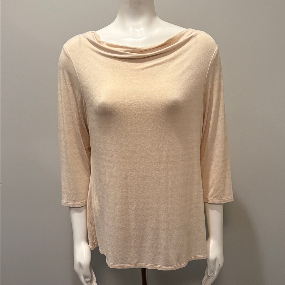 Coldwater Creek Cream Off White Boatneck 3/4 Sleeve Top L 14